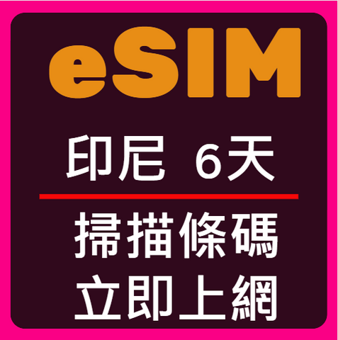 eSIM卡印尼立即上網6天
